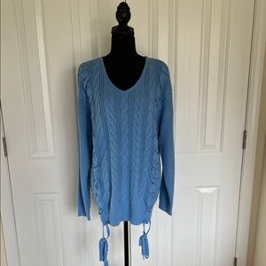Women's Blue Cable Knit Sweater